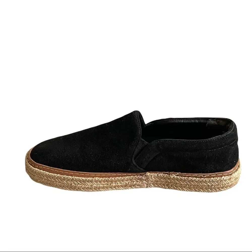SCHUTZ Suede Slip On Suede Flat Espadrilles Black 38
